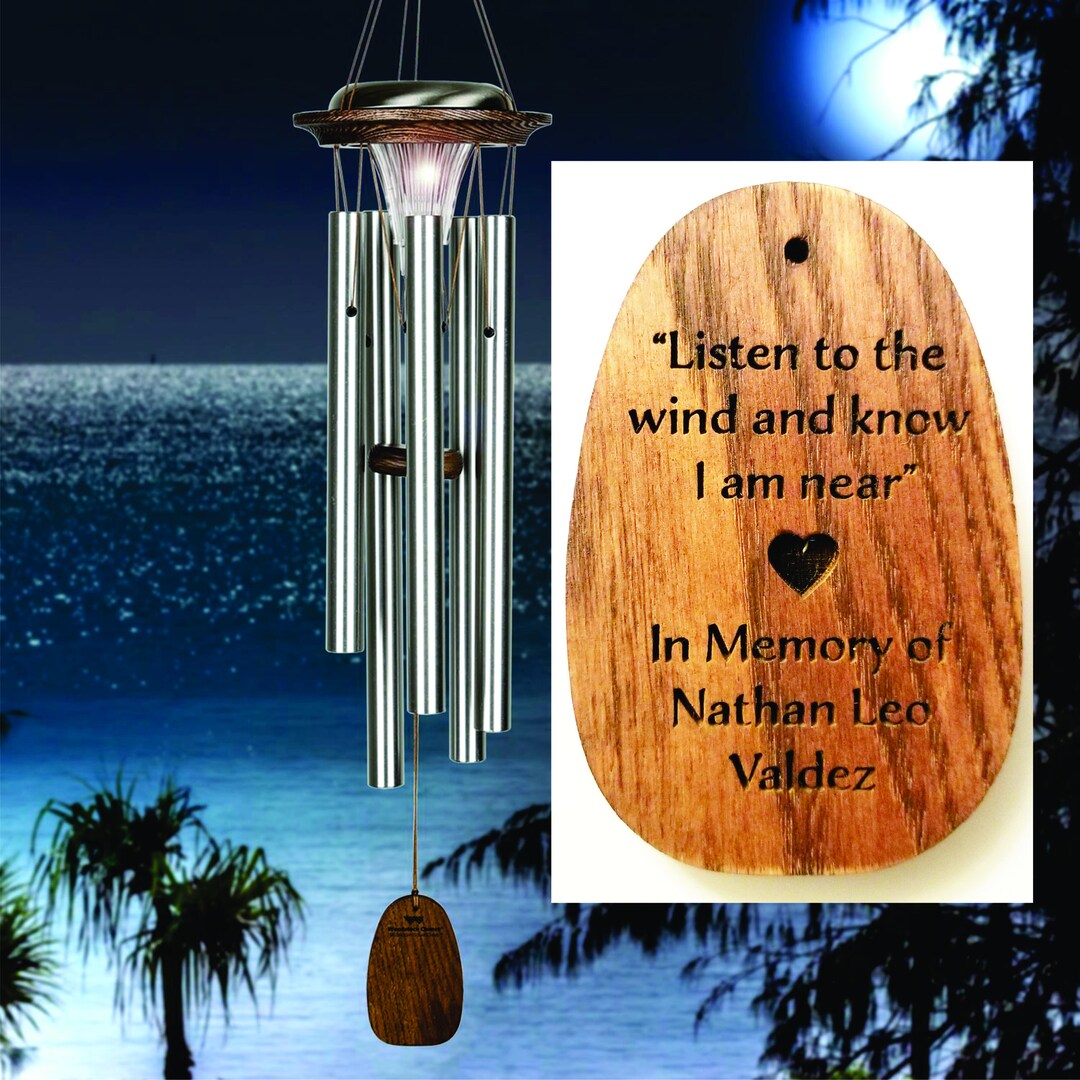 Personalized SOLAR Windchime, Memorial Tribute Wind Chime, Bereavement