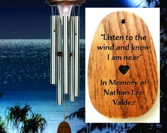Personalized SOLAR Windchime, Memorial Tribute Wind Chime, Bereavement Gift, In Memory of, Remembrance Sympathy Gift, Memory Lamp Light