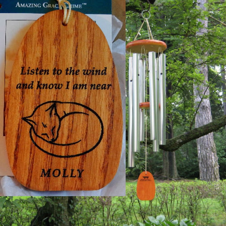 Personalized Wind Chimes SLEEPING CAT Cat Loss Cat Lady Etsy
