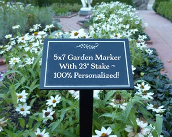 Garden Marker 5"x7" with 23" Stake, Custom Garden Sign, Garden Plaque Memorial Garden, Tree Sign Plaque, Eagle Scout, Girl Scout Project