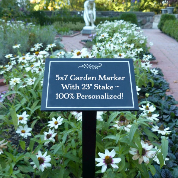 Garden Marker 5"x7" with 23" Stake, Custom Garden Sign, Garden Plaque Memorial Garden, Tree Sign Plaque, Eagle Scout, Girl Scout Project