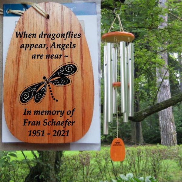 Dragonfly Memorial Wind Chime, Personalized Dragonfly Sympathy Gift, When Dragonflies Are Near, Funeral Wind Chime, Condolence, Bereavement