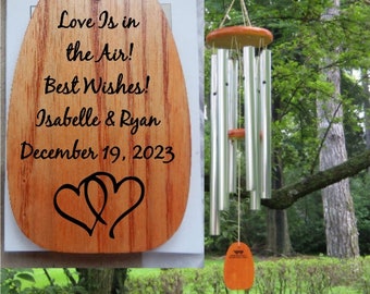 Wedding Wind Chime, 5 Year Fifth Anniversary Wood Gift Present, Gift for Couple, Anniversary Party Gift, Personalized Newlywed Gift, Wedding