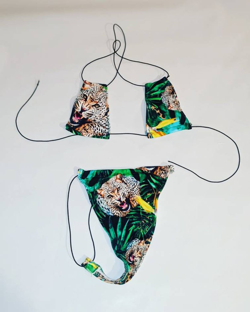 Exotic Dancewear Tiger Microkini Set Stripper outfits Lingerie  String set 