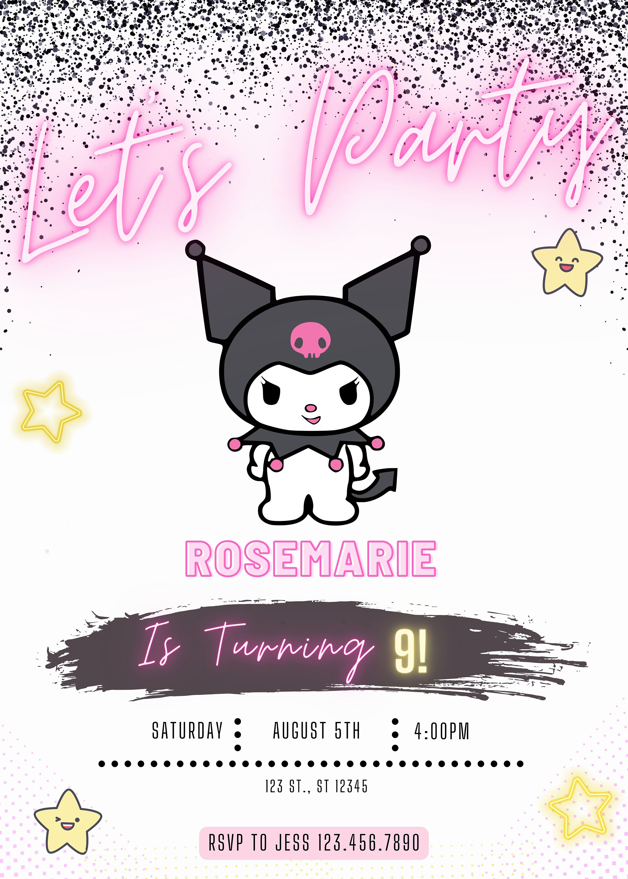 Kawaii Character Bad Kitty Cute Character Birthday - Etsy
