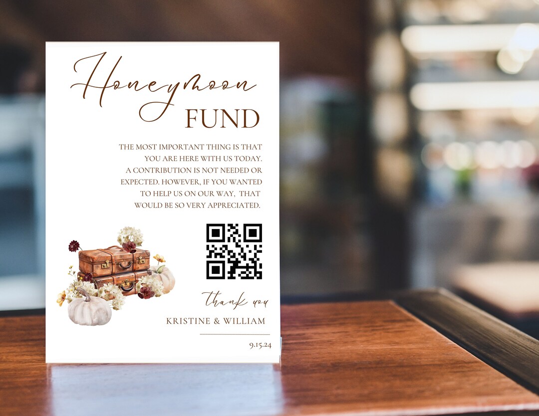 CANVA TEMPLATE Honeymoon Fund Honeymoon Autumn Wedding - Etsy