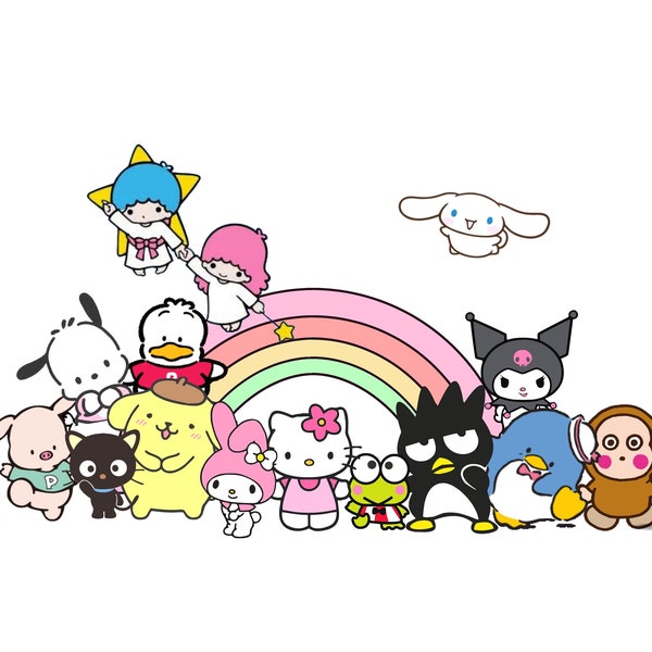 VINTAGE KAWAII character, cute bunny, birthday graphic, cinnamon roll, personalized invite, kawaii kitty, cute kitty, kawaii frog, cute frog