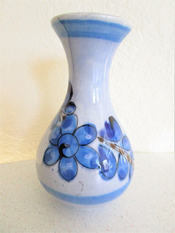 Vintage Small Ceramic Flower Vase Light Blue Pottery Etsy