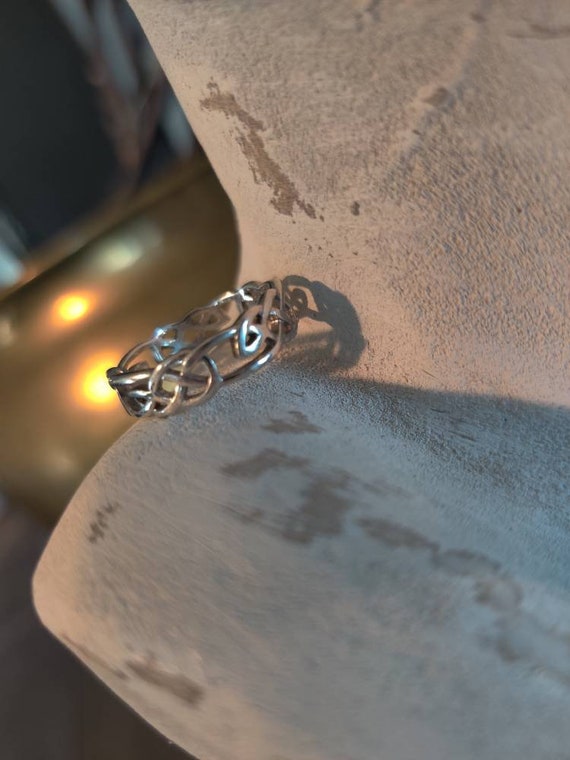 Celtic Knot Sterling Silver Band Ring Detail Fine… - image 6