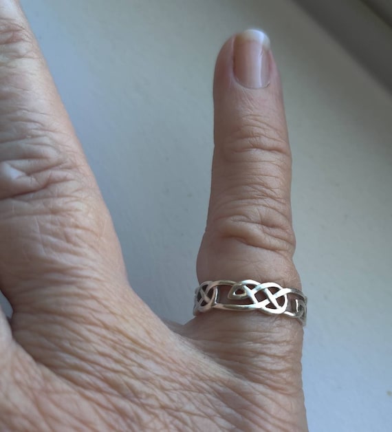 Celtic Knot Sterling Silver Band Ring Detail Fine… - image 7