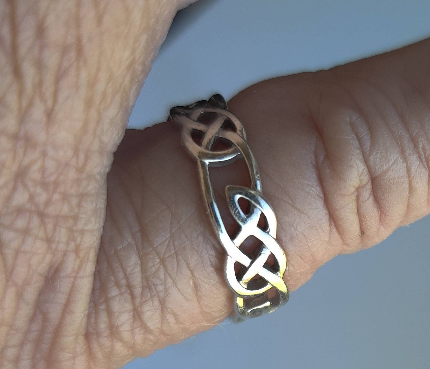 Celtic Knot Weave Ring - .925 Sterling Silver Band, Sizes 6-10, Unisex Braided Design
