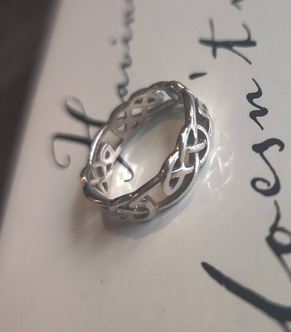 Celtic Knot Sterling Silver Band Ring Detail Fine… - image 4