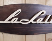 1940 La Salle Emblem Oval Wall Plaque-Unique scroll saw automotive art created from wood for your garage, shop or man cave.