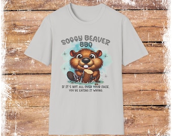 Soggy Beaver BBQ T-Shirt | Cute Cartoon Beaver, BBQ Humor, Funny Food Tee