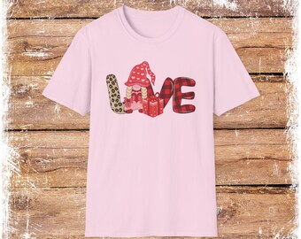 Gnome Love Graphic T-Shirt, Valentine's Day Unisex Tee