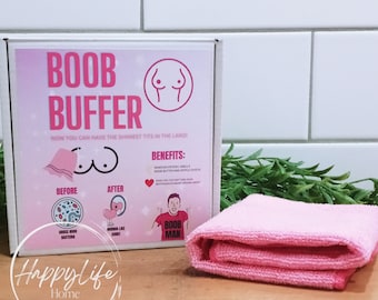 Boob Buffer Microfiber Cloth Hilarious Gag Gift, Novelty Prank, White Elephant Gift