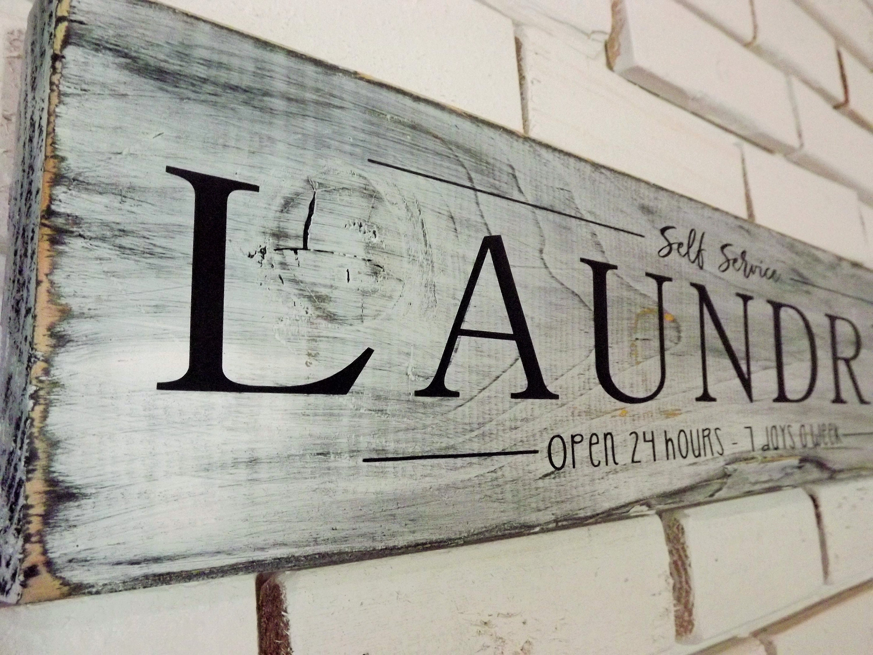 Laundry Room Decor, Rustic Decor, Distressed Laundry Room Sign, Self  Service 29 hours day 29 days a week Laundry, Wood Sign