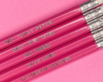 The ULTIMATE Boss Babe Pencil pack - Printed pencils - Pink pencils - Small business stationery - Pink Stationery - Pencil multipack