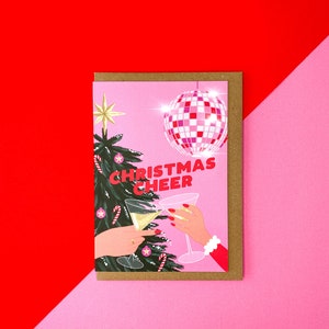 Pack of 3 Christmas tree themed Christmas card Pink Christmas card Xmas card Girly Christmas card image 5