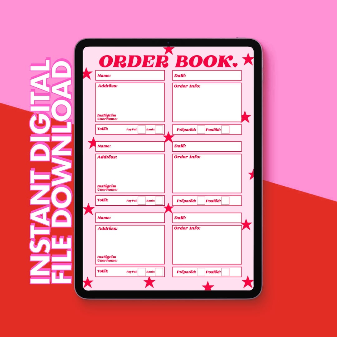 Digital Order Sheet - Printable Order Book - Cool Order Book - Digital ...