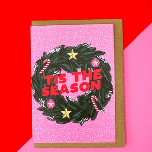 Pack of 3 Christmas tree themed Christmas card Pink Christmas card Xmas card Girly Christmas card image 4