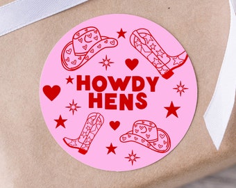 Cowgirl themed Hen Party Stickers - Western themed stickers - Stickers for cowgirl hen party - Howdy stickers - Stickers by The Card Edit