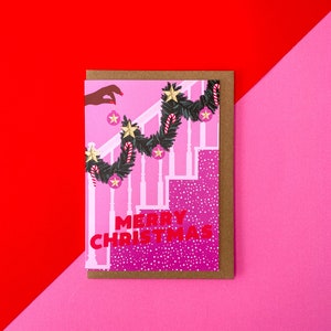 Pack of 3 Christmas tree themed Christmas card Pink Christmas card Xmas card Girly Christmas card image 7