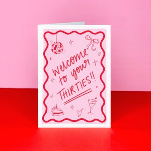 Carte d'anniversaire pour les 30 ans - Carte de 30 ans - Carte de 30 ans - Carte de 30 ans de style mignon - Bienvenue dans la trentaine - Jalon