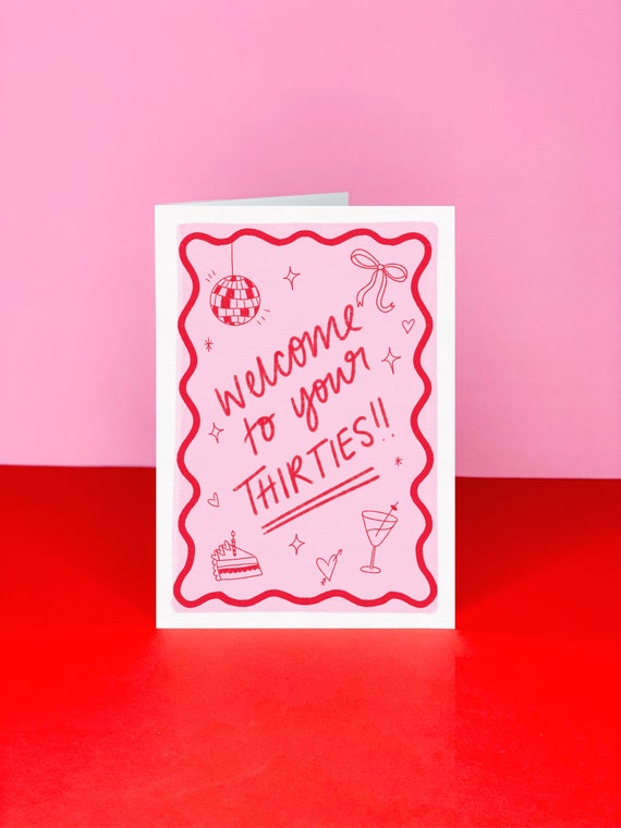 Birthday card for thirties - Thirtieth birthday card - 30th birthday card - Cute style thirty card - Welcome to your thirties - Milestone