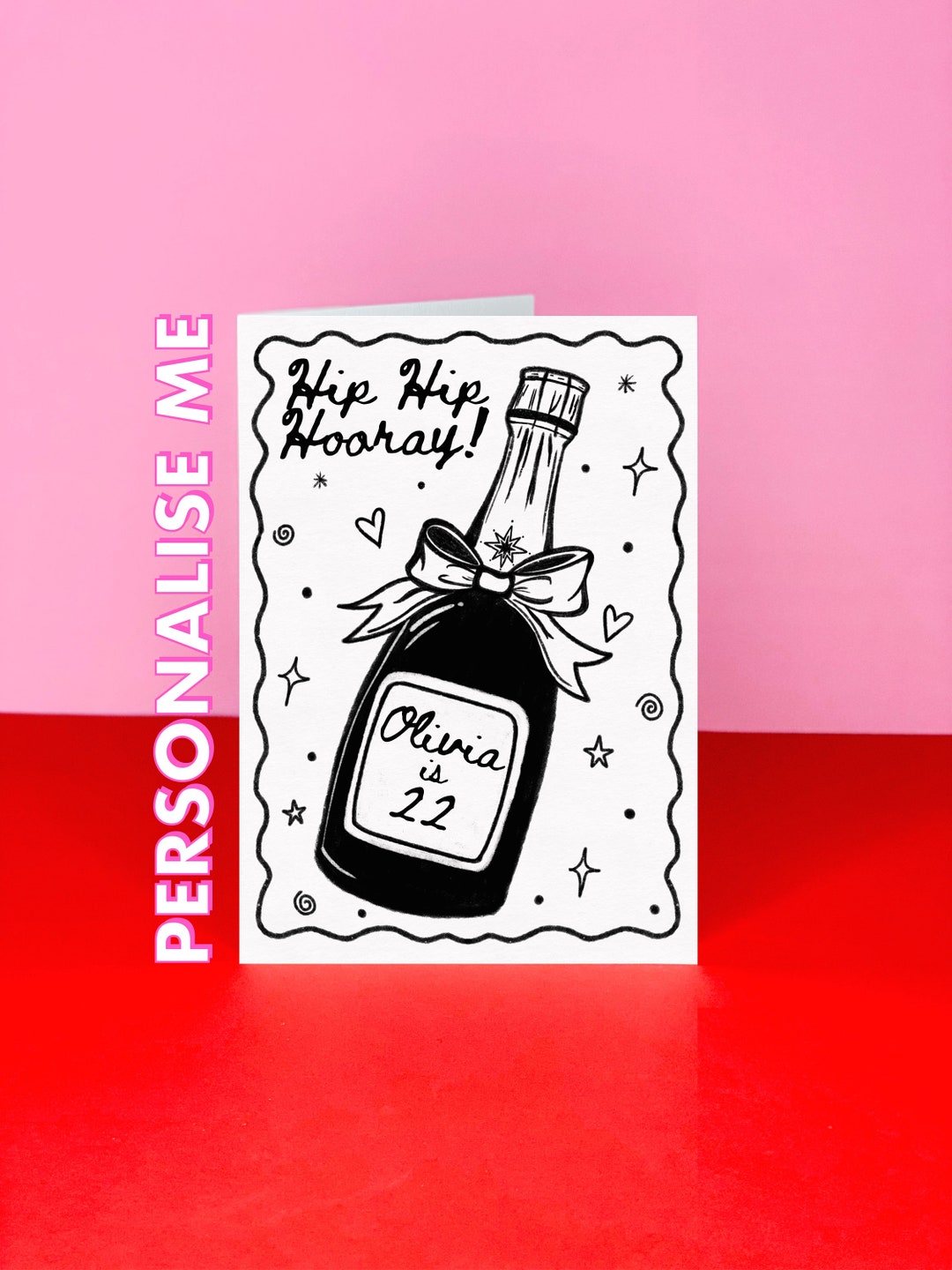 Personalized 22nd Birthday Card: Retro Champagne Design - Etsy