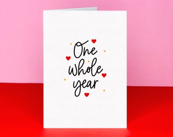 One whole year Card - Anniversary Card - 1st Anniversary Card - First Anniversary - Card for Husband/ Wife - Card for Partner