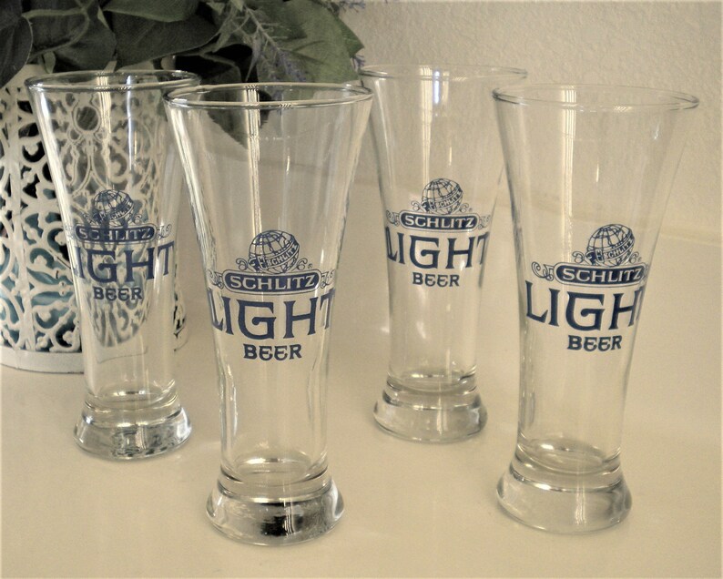 Vintage SCHLITZ LIGHT Pilsner Style Beer Glasses Etsy