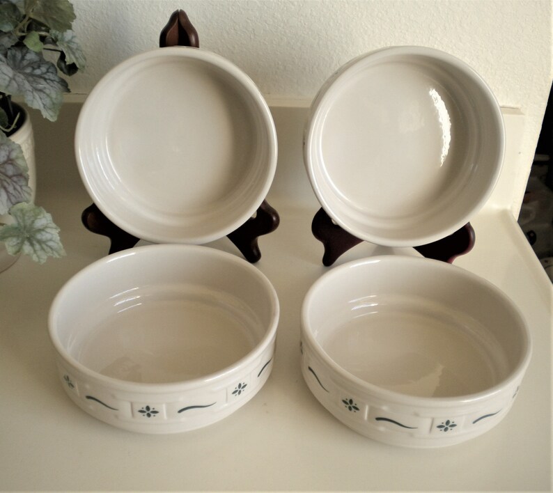 Longaberger Pottery Cereal Bowl Heritage green 26 oz Woven Traditions