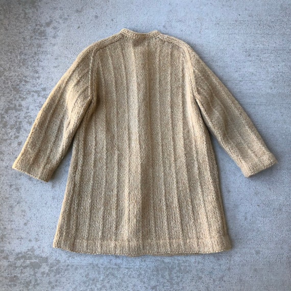 Vintage 60s Beige Brown Wool Duster Cardigan Jack… - image 5