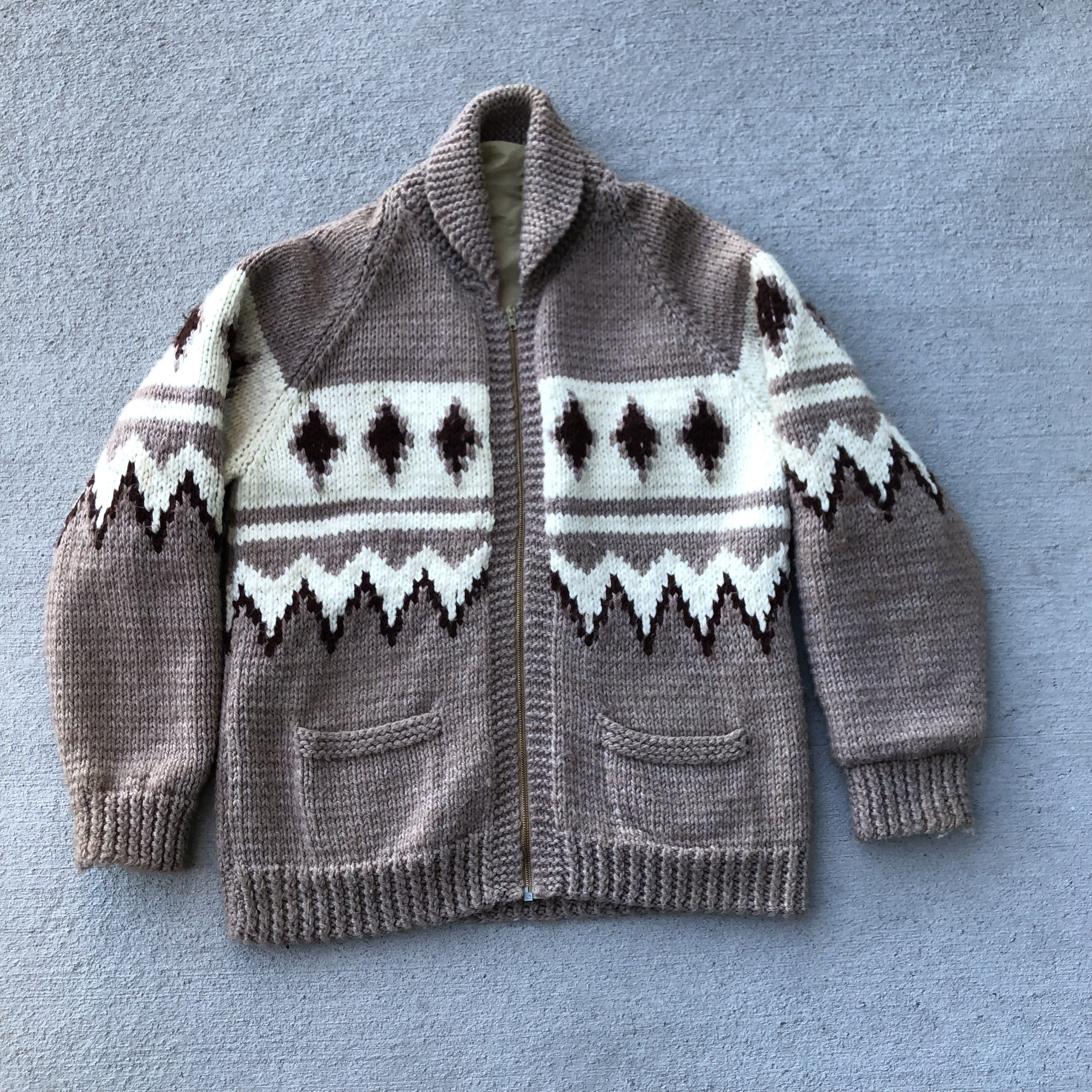 Vintage 50s/60s Hand Knit Cowichan Sweater Size L