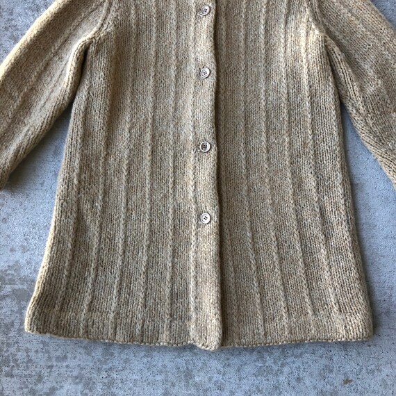 Vintage 60s Beige Brown Wool Duster Cardigan Jack… - image 3