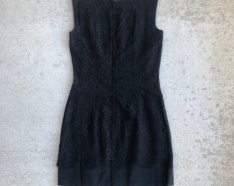 Vintage 60s Black Lace Mini Dress Size S