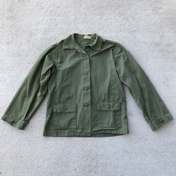 Vintage 70s OG 107 Poplin Shirt Chore Coat Style Size S/M