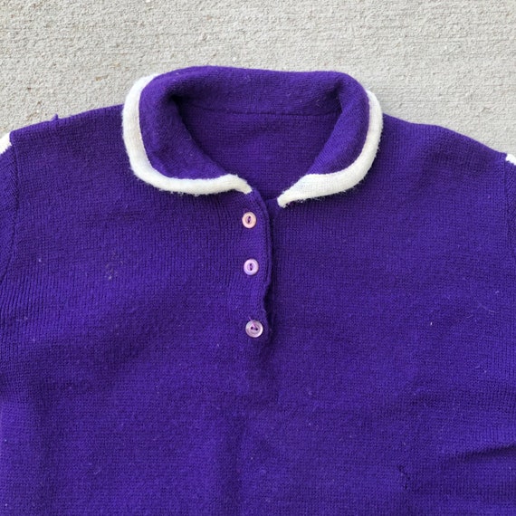 Vintage 40s/50s Royal Purple Varsity Sweater Pete… - image 3