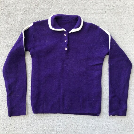 Vintage 40s/50s Royal Purple Varsity Sweater Pete… - image 2