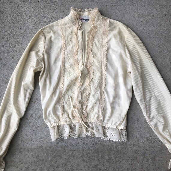 Stunning Vintage 70s Prairie Style Blouse Dainty … - image 2