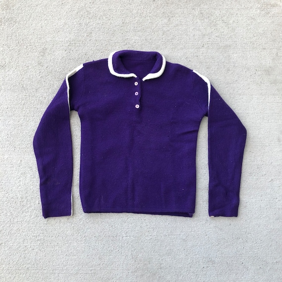 Vintage 40s/50s Royal Purple Varsity Sweater Pete… - image 1