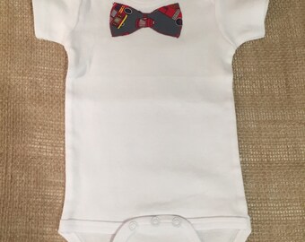 Fire Truck Bow Tie Onesie *SIZE SMALL*