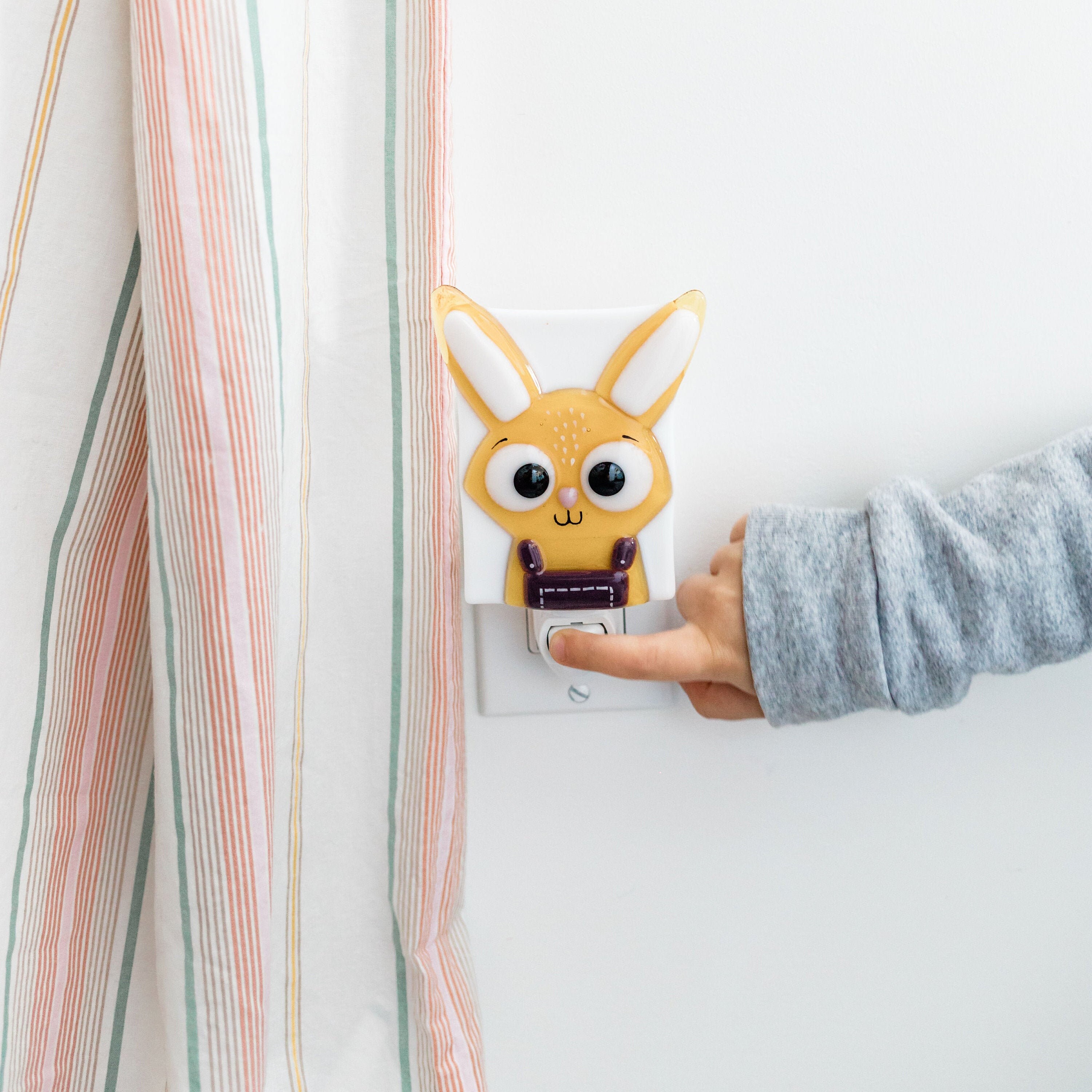 Rabbit Night Light For Children In Fusion Glass Yellow Etsy