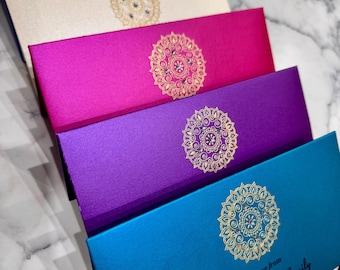 Personalised Money Envelope, Luxury Shagan Wallet for Cash, Indian Wedding envelope, Handmade Mandala design