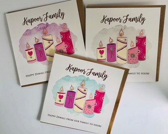 Personalized Diwali Card: Family Name, Handmade Diamanté Embellished