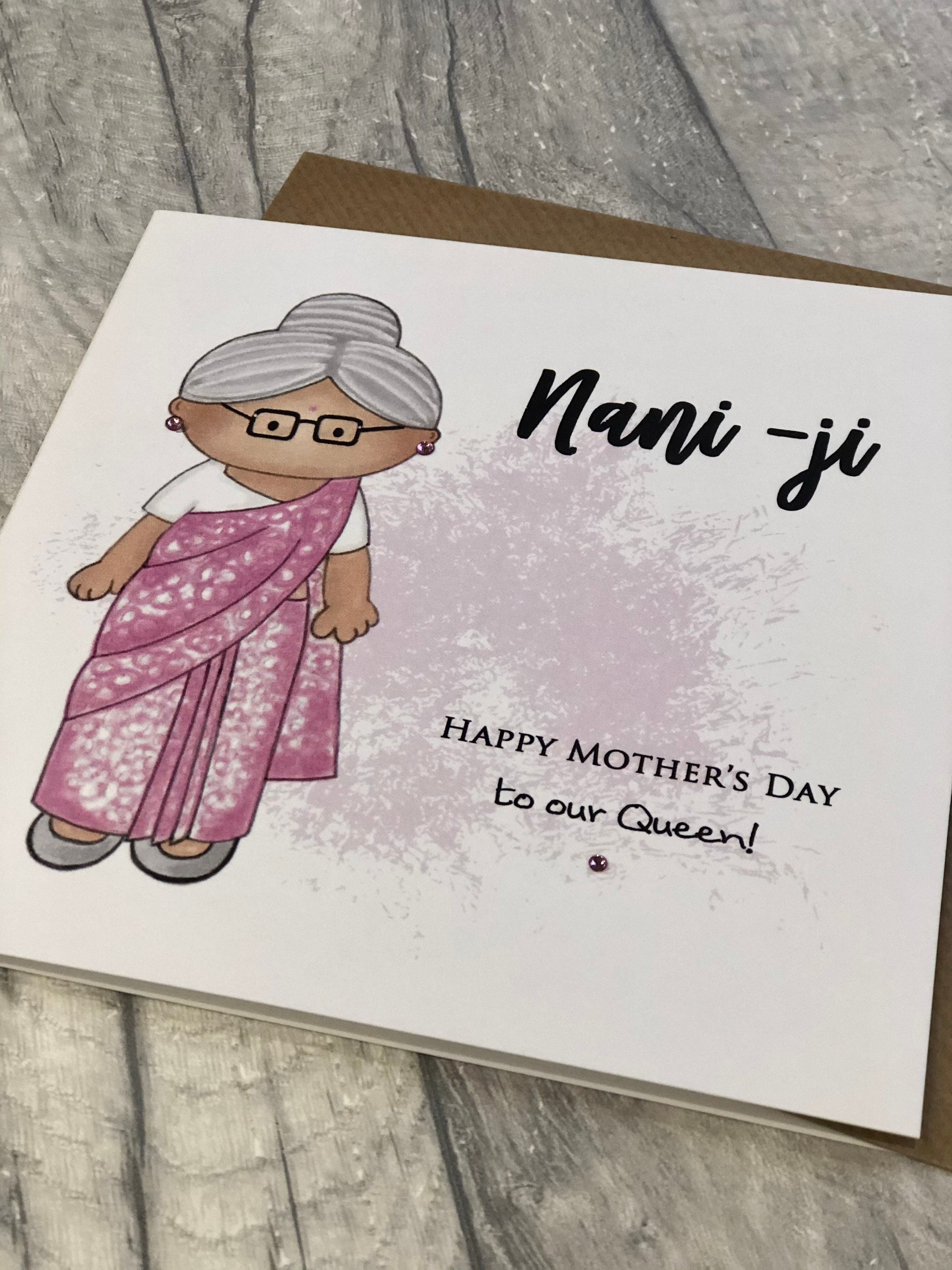 Mothers Day card nani ji in sari Desi grandmother Indian Etsy