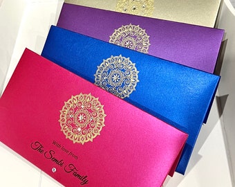 Luxury personalised money envelope, wedding money wallet, shagun envelope, cash gift, birthday gift envelope, handmade, coloured wallets