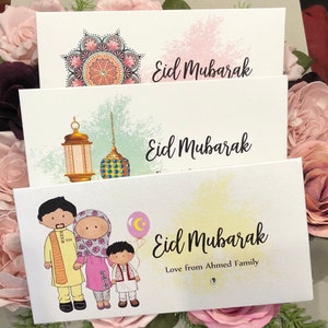 Pack of 3 personalised Eid Mubarak money envelopes, Gift envelope, Kids Eid gift, Ramadan, cash in gift wallet, mandala, Eidi gift