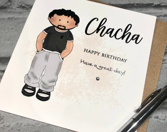 Handmade Chacha Birthday Card, Desi Uncle Card, Diamante Detail